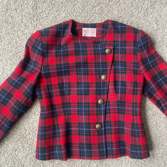 Pendleton Wool Red & Blue Tartan Cropped Jacket - Picture 10 of 10